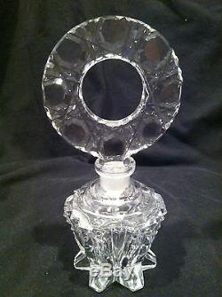 Vintage Ornate Cut Crystal Czechoslovakia Perfume Bottle With Dauber Intact