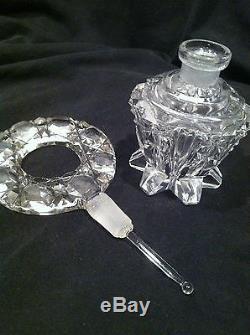 Vintage Ornate Cut Crystal Czechoslovakia Perfume Bottle With Dauber Intact