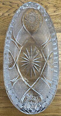 Vintage Oval Bohemian Cut Crystal Bowl
