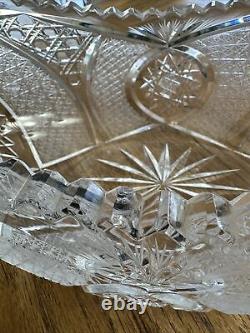 Vintage Oval Bohemian Cut Crystal Bowl