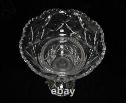 Vintage Pair 17.5 Tall Unmarked Lead Cut Crystal Glass Mantle Lustres Vases