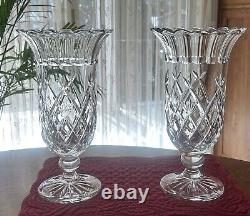 Vintage Pair 2 Huge Cut Crystal Glass Vases Vase Waterford Germany 13 Large