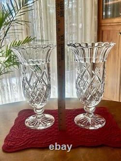 Vintage Pair 2 Huge Cut Crystal Glass Vases Vase Waterford Germany 13 Large