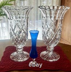 Vintage Pair 2 Huge Cut Crystal Glass Vases Vase Waterford Germany 13 Large