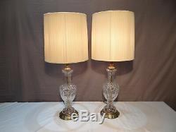 Vintage Pair Of Cut Glass Crystal Lamps Thumbprint