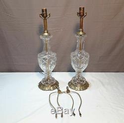 Vintage Pair Of Cut Glass Crystal Lamps Thumbprint