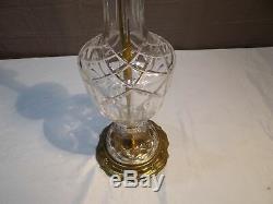 Vintage Pair Of Cut Glass Crystal Lamps Thumbprint