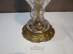 Vintage Pair Of Cut Glass Crystal Lamps Thumbprint