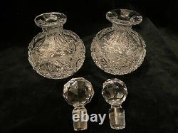 Vintage Pair of Clear Crystal, Cut Glass, Perfume bottles with Stopper