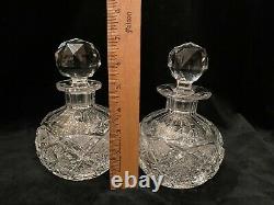 Vintage Pair of Clear Crystal, Cut Glass, Perfume bottles with Stopper