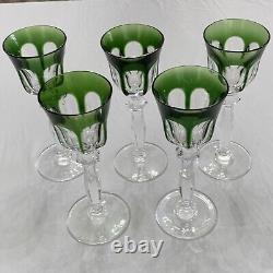 Vintage Peill & Putzler Cut Crystal Green Small Glass Size 6 1/4 Tall/ 2 1/4 Lip