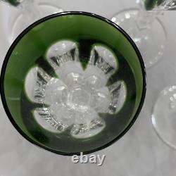 Vintage Peill & Putzler Cut Crystal Green Small Glass Size 6 1/4 Tall/ 2 1/4 Lip
