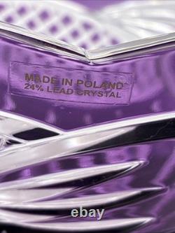 Vintage Polish 24% Lead Crystal Amethyst Purple Hand Cut To Clear Scalloped Bowl