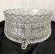 Vintage Queen Lace Bohemia Deep Clear Glass Crystal Punch Bowl Footed 11 x 7