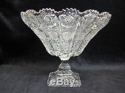 Vintage Queen Lace Bohemian Czech Hand Cut Glass Crystal Footed Centerpiece Bowl