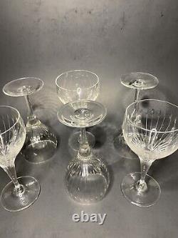 Vintage Rosenthal Lotus Cut Wine Glasses Etched Stemmed 5-7/8 Set Of 6