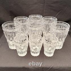 Vintage SOVIET ERA Cut Crystal Glasses SET OF 9 6 Tumblers & 3 Shot Glass USSR