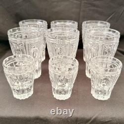 Vintage SOVIET ERA Cut Crystal Glasses SET OF 9 6 Tumblers & 3 Shot Glass USSR