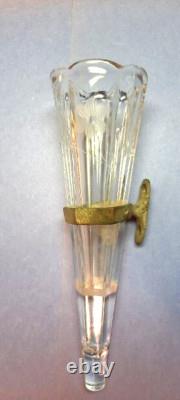 Vintage Scalloped Etched Glass Car Vase Cut Crystal Sconce with Mounting Bracket