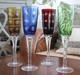 Vintage Set 4 Champagne Flutes Glasses Bohemian Czech Colored Cut Crystal 10