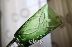 Vintage Set 4 Champagne Flutes Glasses Bohemian Czech Colored Cut Crystal 10