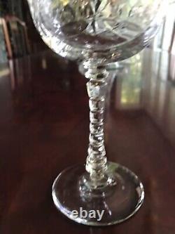 Vintage Set Of 11 Libbey Rock Sharpe Villars Etched Crystal Wine Glasses 7-1/2
