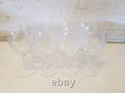 Vintage Set of 12 Crystal Cut Glass Wine Glasses with Star Decorations