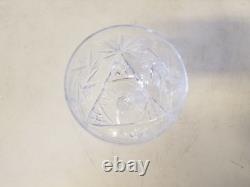 Vintage Set of 12 Crystal Cut Glass Wine Glasses with Star Decorations