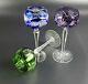 Vintage Set of 3 Multi-Color Cut-Crystal Mix & Match Wine Glasses