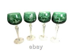 Vintage Set of 4 Bohemian Cut to Clear Wine Glasses