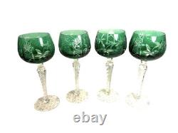 Vintage Set of 4 Bohemian Cut to Clear Wine Glasses
