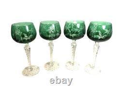Vintage Set of 4 Bohemian Cut to Clear Wine Glasses