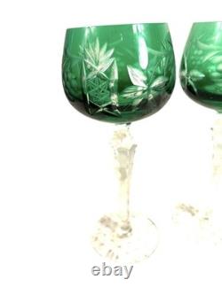 Vintage Set of 4 Bohemian Cut to Clear Wine Glasses