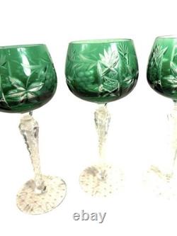 Vintage Set of 4 Bohemian Cut to Clear Wine Glasses