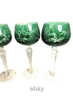 Vintage Set of 4 Bohemian Cut to Clear Wine Glasses