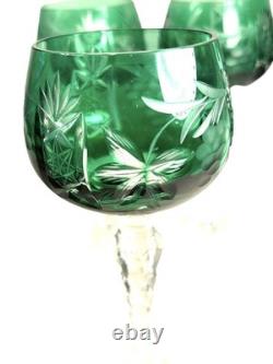 Vintage Set of 4 Bohemian Cut to Clear Wine Glasses