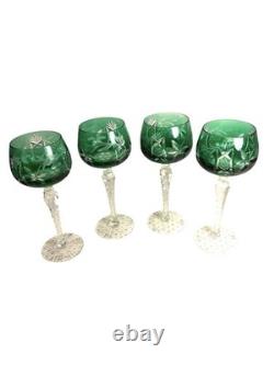 Vintage Set of 4 Bohemian Cut to Clear Wine Glasses