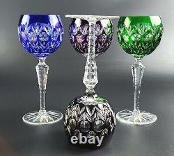 Vintage Set of 4- Cut-Crystal Multi-Color Wine Glasses