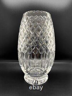 Vintage Signed CARTIER Cut Crystal Glass Diamond Pattern 9 Tall Flower Vase