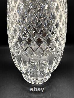 Vintage Signed CARTIER Cut Crystal Glass Diamond Pattern 9 Tall Flower Vase