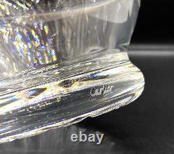 Vintage Signed CARTIER Cut Crystal Glass Diamond Pattern 9 Tall Flower Vase