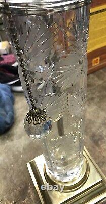 Vintage Signed Dresden Crystal Table Lamp deep cut glass pattern