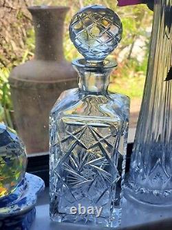 Vintage Square Crystal, Cut Glass, Antique Decanter STUNNING SOPHISTICATED