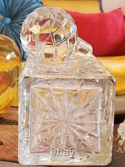 Vintage Square Crystal, Cut Glass, Antique Decanter STUNNING SOPHISTICATED