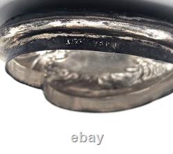 Vintage Sterling Heart Shaped Dresser Jar Cut Crystal Glass Bottom Collectible