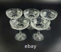 Vintage Stunning Cut-Crystal Champagne/Low Sherbet -5- Resemble Nachtmann Traube