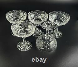 Vintage Stunning Cut-Crystal Champagne/Low Sherbet -5- Resemble Nachtmann Traube