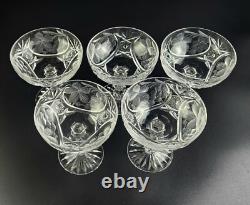 Vintage Stunning Cut-Crystal Champagne/Low Sherbet -5- Resemble Nachtmann Traube