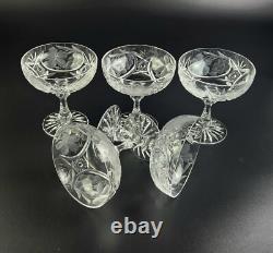 Vintage Stunning Cut-Crystal Champagne/Low Sherbet -5- Resemble Nachtmann Traube