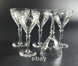 Vintage Stunning Cut-Crystal/Etched Liquor/Cocktail Glasses Set of 5